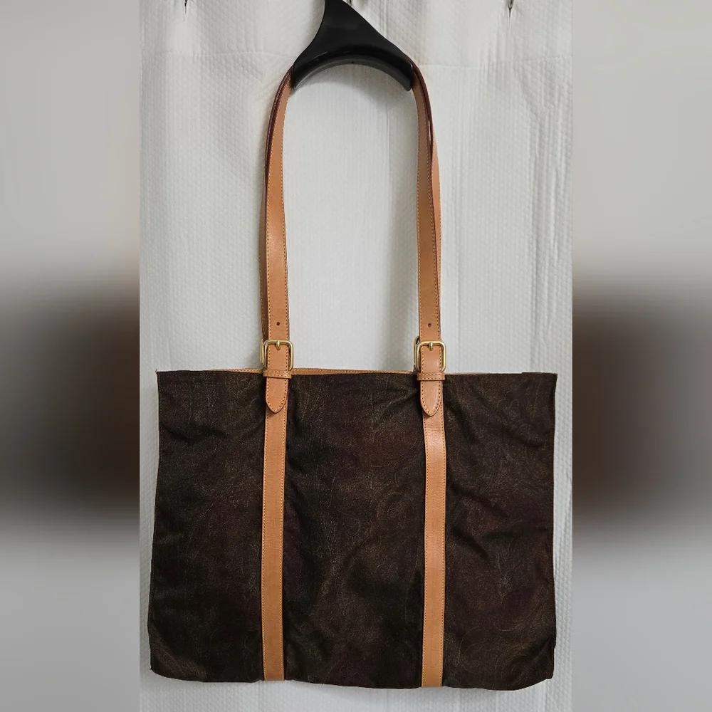 EUC ETRO Tote Paisley with Brown Leather handles - Picture 3 of 8
